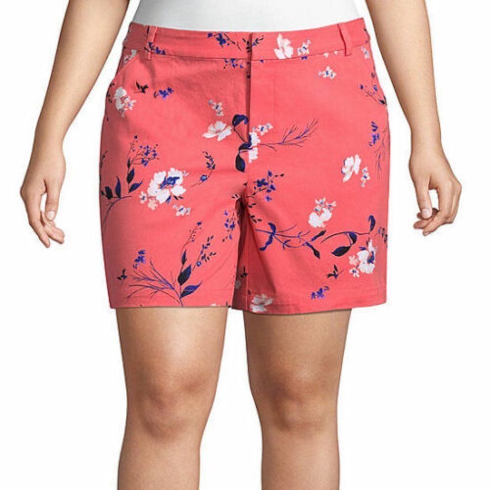 Boutique Floral Twill Shorts Size 22W